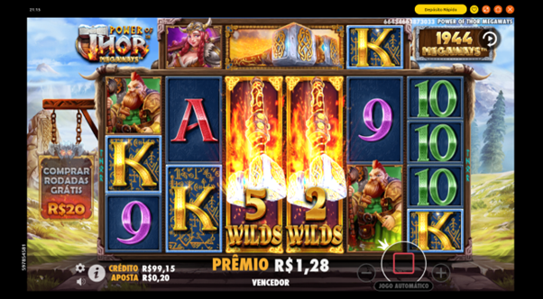 Martelo ativado no slot Power of Thor Megaways